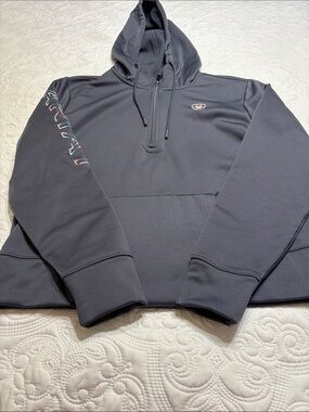 Ariat Charcoal Gray Half-Zip Hoodie with Multicolor Sleeve Logo